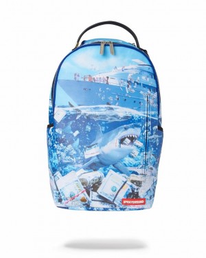 Blue Men's Sprayground The Shark Party Backpacks | SLPA74318