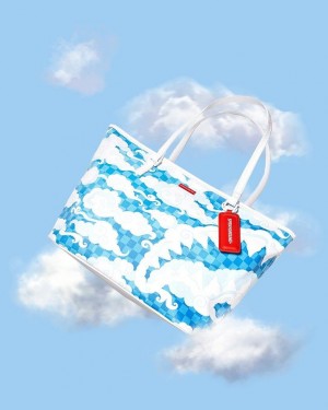 Blue White Women's Sprayground Skyborne Tote Bags | NKIF32415