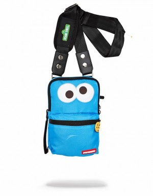 Blue Women's Sprayground Cookie Monster Shark Slings Bag | NDQJ95047