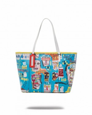 Blue Women's Sprayground Official Basquiat Tote Bags | GPUI38570