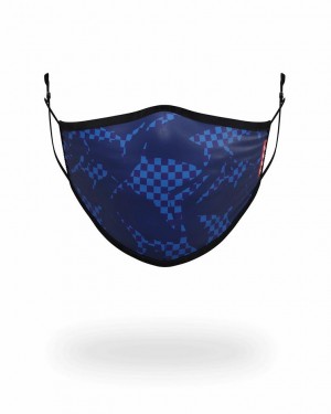 Blue Women's Sprayground Shark Check Face Masks | ZETF30862