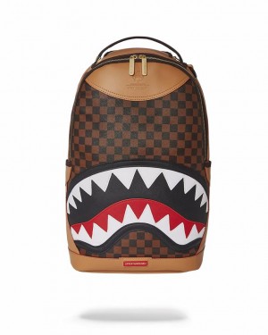 Brown Men's Sprayground Henny Air To The Throne Backpacks | JLDY05376