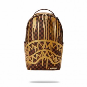 Brown Men's Sprayground Paris Paint Backpacks | DEOM82540