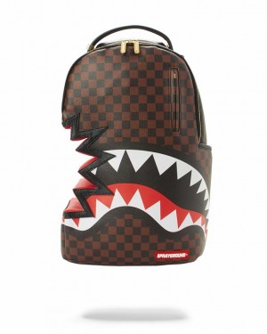 Brown Men's Sprayground Sharks In Paris Backpacks | PFUC73851