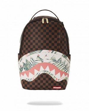 Brown Men's Sprayground Sharks In Paris Coastal Backpacks | MRJH47268