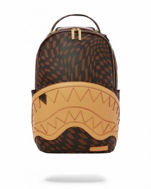 Brown Men's Sprayground Trippy Henny Backpacks | GHWJ48502