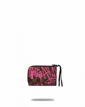 Brown Pink Women's Sprayground Jetgraphix Wallets | ZTWC59071