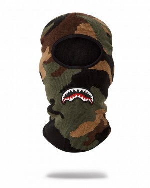 Brown Women's Sprayground Camo Shark Ski Mask | QWCE84762