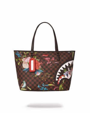 Brown Women's Sprayground Garden Of Sharks Tote Bags | GWXK17840