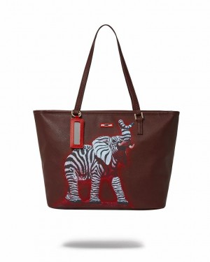 Brown Women's Sprayground Ron English Tote Bags | XVJE61950