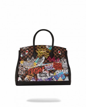 Brown Women's Sprayground Sharks In Paris The Rizz Handbag | NFEA14786