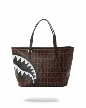 Brown Women's Sprayground Split The Check Tote Bags | WNYL27193