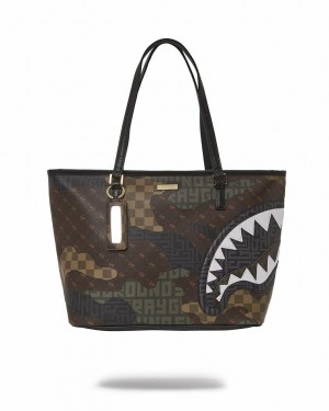 Brown Women's Sprayground Stealth Mode Tote Bags | CKLR58617