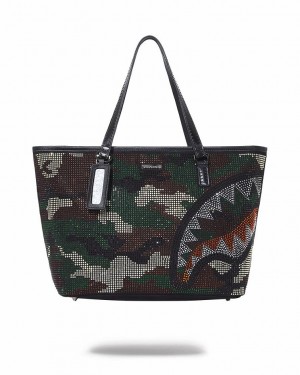 Brown Women's Sprayground Trinity Camo Tote Bags | HCLA02789