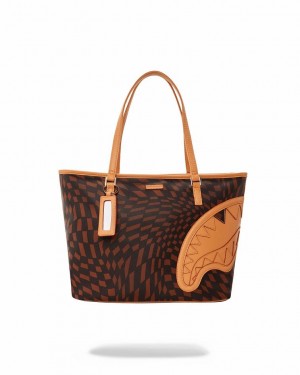 Brown Women's Sprayground Trippy Henny Tote Bags | XQHW79183