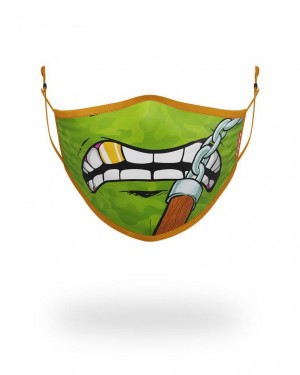 Green Men's Sprayground Michelangelo Shark Face Masks | SKUQ05648