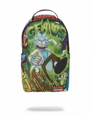 Green Men's Sprayground Rick And Morty Backpacks | TJLI57241