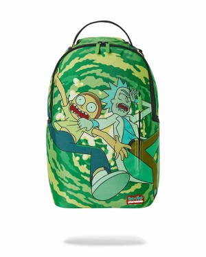 Green Men's Sprayground Rick & Morty Backpacks | AGKF06754