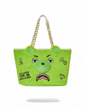 Green Women's Sprayground Plush Moneybear Tote Bags | WSBL06352