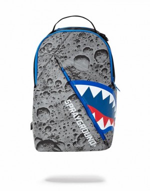 Grey Men's Sprayground Angled Reflective Shark Backpacks | RKJT18640