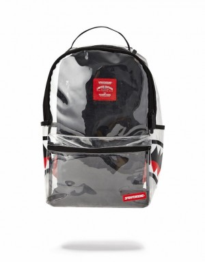 Grey Men's Sprayground Double Cargo Side Shark Backpacks | ENWJ46370