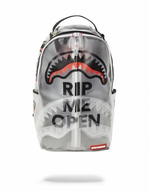 Grey Men's Sprayground Rip Me Open Backpacks | FMNX10594