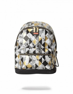 Multicolor Men's Sprayground 6-strap Fractal Money Backpacks | KYRC05724