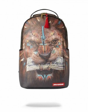 Multicolor Men's Sprayground Ai Ceo Lion Backpacks | KXJG65280