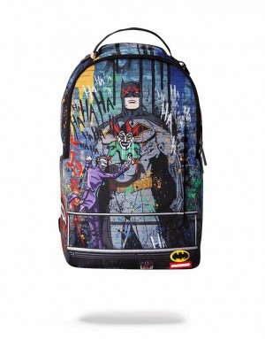 Multicolor Men's Sprayground Batman Mural By Joker Backpacks | UJHB45896