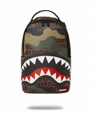 Multicolor Men's Sprayground Camo Infiniti Backpacks | PGWO65402