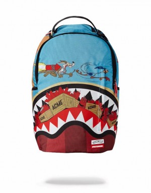 Multicolor Men's Sprayground Coyote Vs Roadrunner Shark Backpacks | OPYB59742