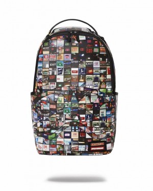 Multicolor Men's Sprayground Exit Art Collab Backpacks | KCGL72943