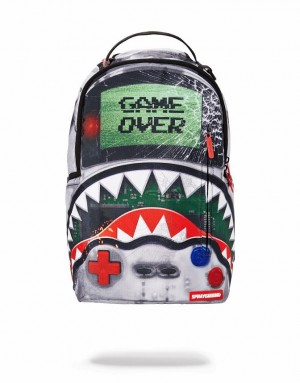 Multicolor Men's Sprayground Game Over Shark Backpacks | RFEG49083