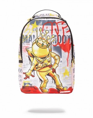 Multicolor Men's Sprayground Gold Astronaut Backpacks | QXKG67801