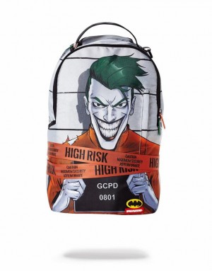 Multicolor Men's Sprayground Joker Mug Shot Backpacks | SUMF71426