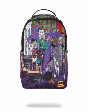 Multicolor Men's Sprayground Joker Mural By Harley Quinn Backpacks | KZFH19407