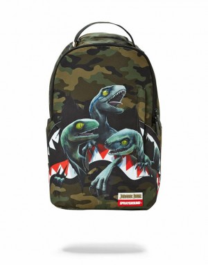 Multicolor Men's Sprayground Jurassic World Shark Backpacks | JGUA27546