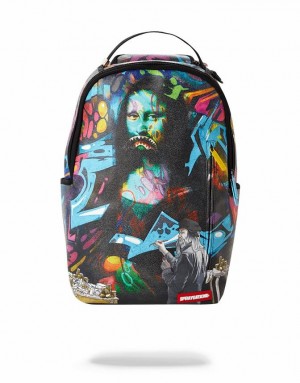 Multicolor Men's Sprayground Leonardo Shark Vinci Backpacks | CHRQ75021