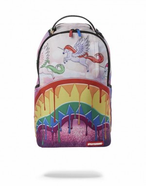 Multicolor Men's Sprayground Melt The Rainbow Backpacks | YSEK89714