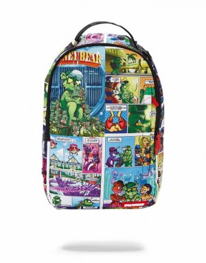 Multicolor Men's Sprayground Money Bear Comic Backpacks | JOQY05914