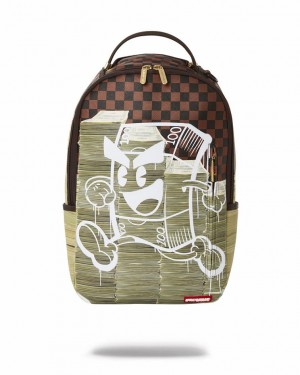 Multicolor Men's Sprayground Money On The Run Backpacks | WYDS78520