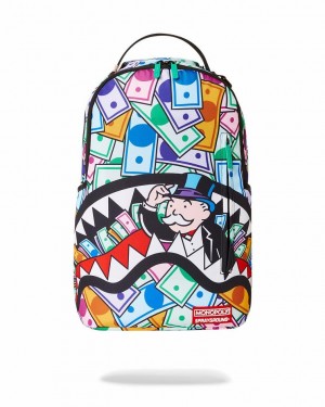 Multicolor Men's Sprayground Monopoly Wall Street Backpacks | QRJU27496