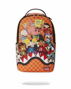 Multicolor Men's Sprayground Nickelodeon Shark Backpacks | TMES40362