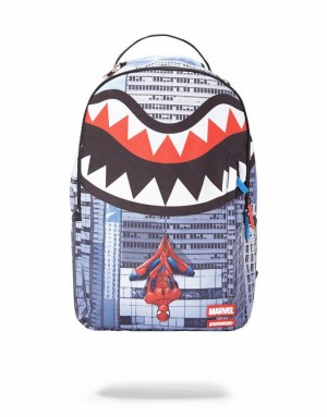 Multicolor Men's Sprayground Spiderman Upside Backpacks | HAFS91570