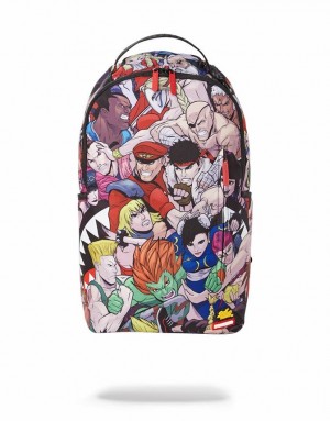 Multicolor Men's Sprayground Street Fighter Backpacks | XRQO74509