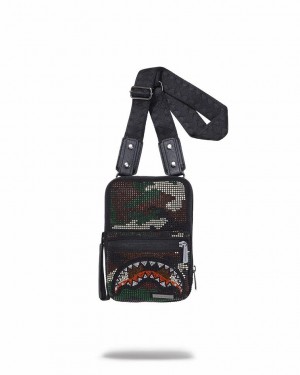 Multicolor Men's Sprayground Trinity Camo Slings Bag | ZTGM03692