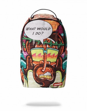 Multicolor Men's Sprayground What Would I Do Backpacks | SNQK35721