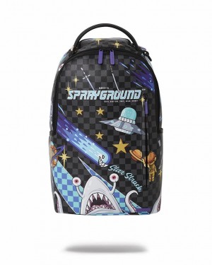 Multicolor Men's Sprayground Wtf Alien Invasion Backpacks | IPFO47315