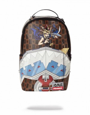 Multicolor Men's Sprayground Yu Gi Oh Dual Disk Shark Backpacks | PSVN57318