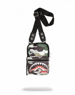 Multicolor Women's Sprayground Camo Money Shark Slings Bag | BQJG13809